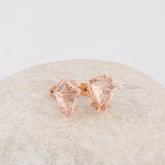 Morganite Stud Earrings - 925 Sterling Silver - Rose Gold Plated Studs - Elegant Jewelry Earrings - Gift For Birthday - Jewelry For Bride